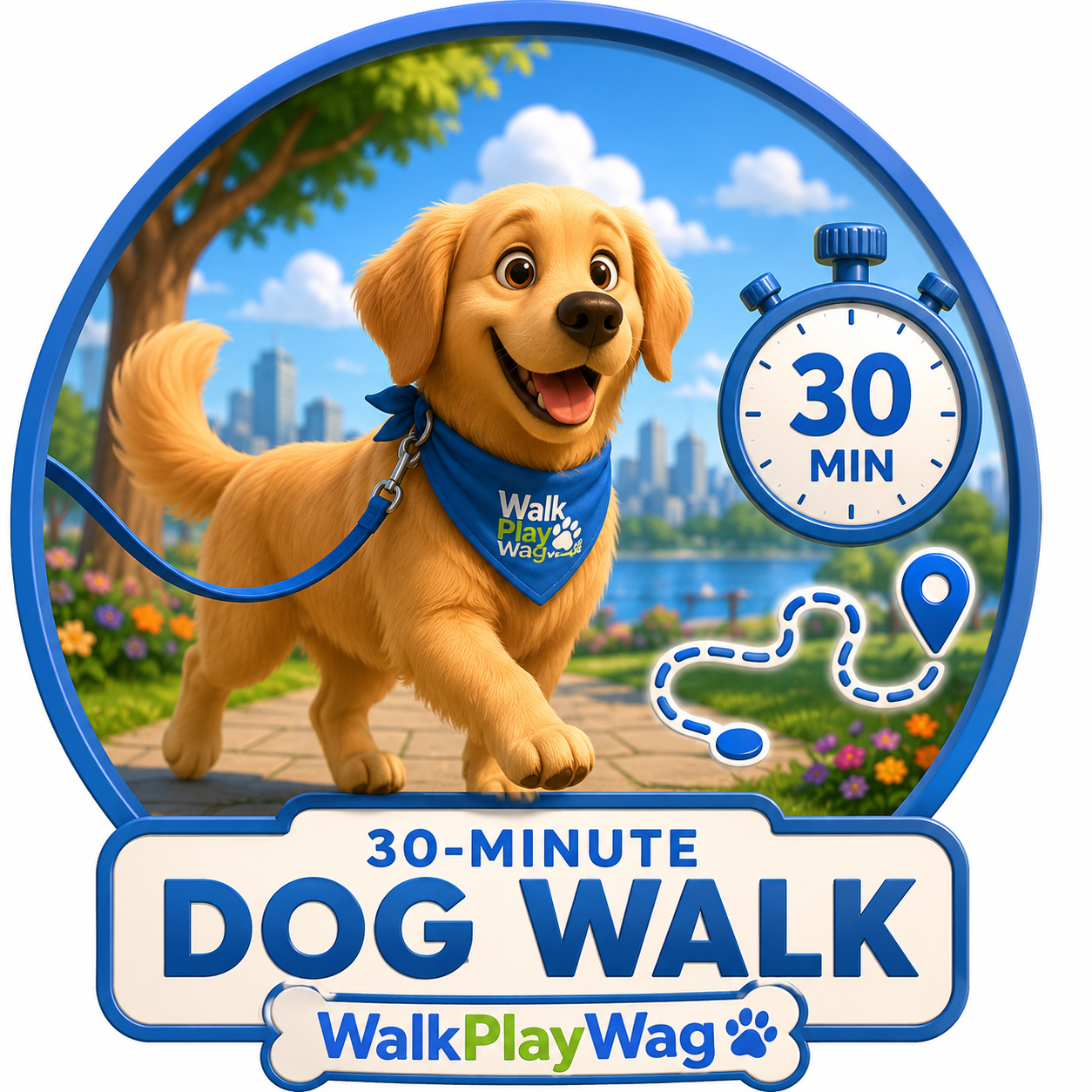 30 Min Professional Dog Walk - 10 Walk Package - SAVE 10%
